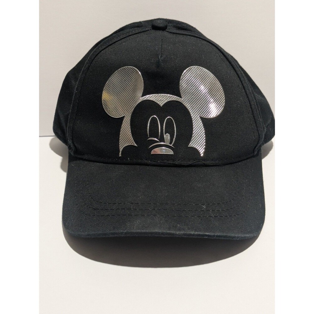 Disney Parks WDW Mickey Mouse Peekaboo Black Silver Hat Cap Adult